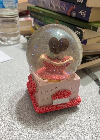 Renkli Pembe Aşk Temalı Kar Küresi - Görsel 3