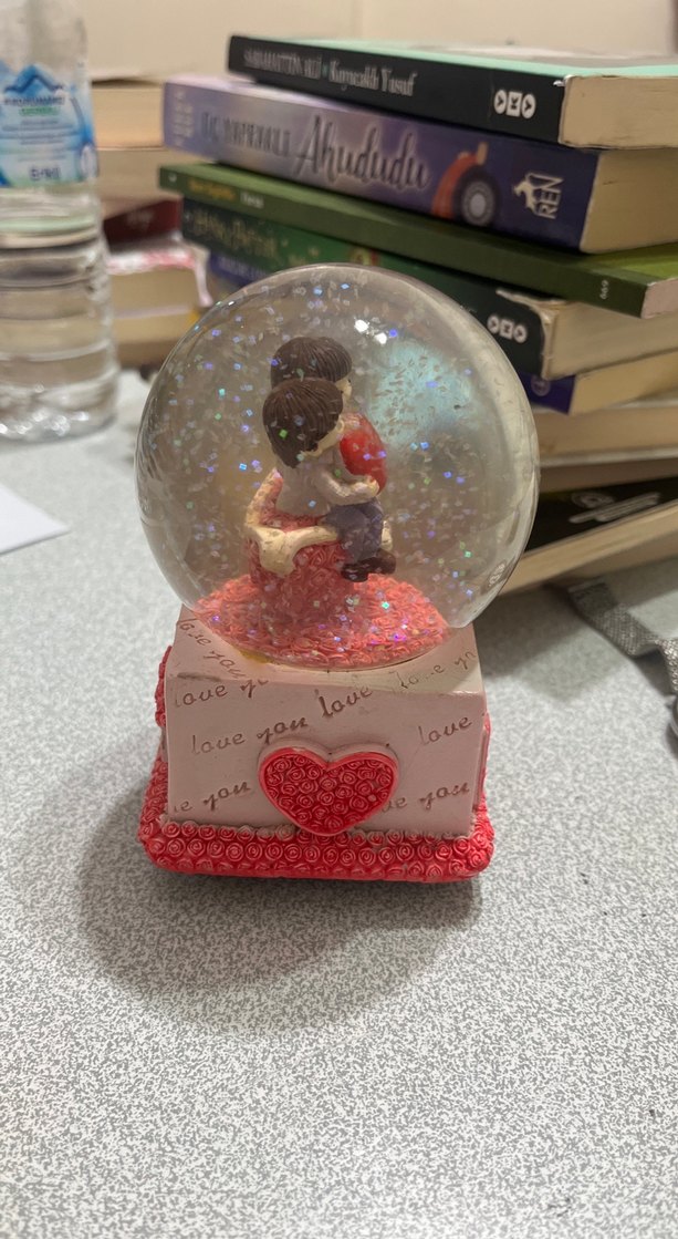 Renkli Pembe Aşk Temalı Kar Küresi - Görsel 2