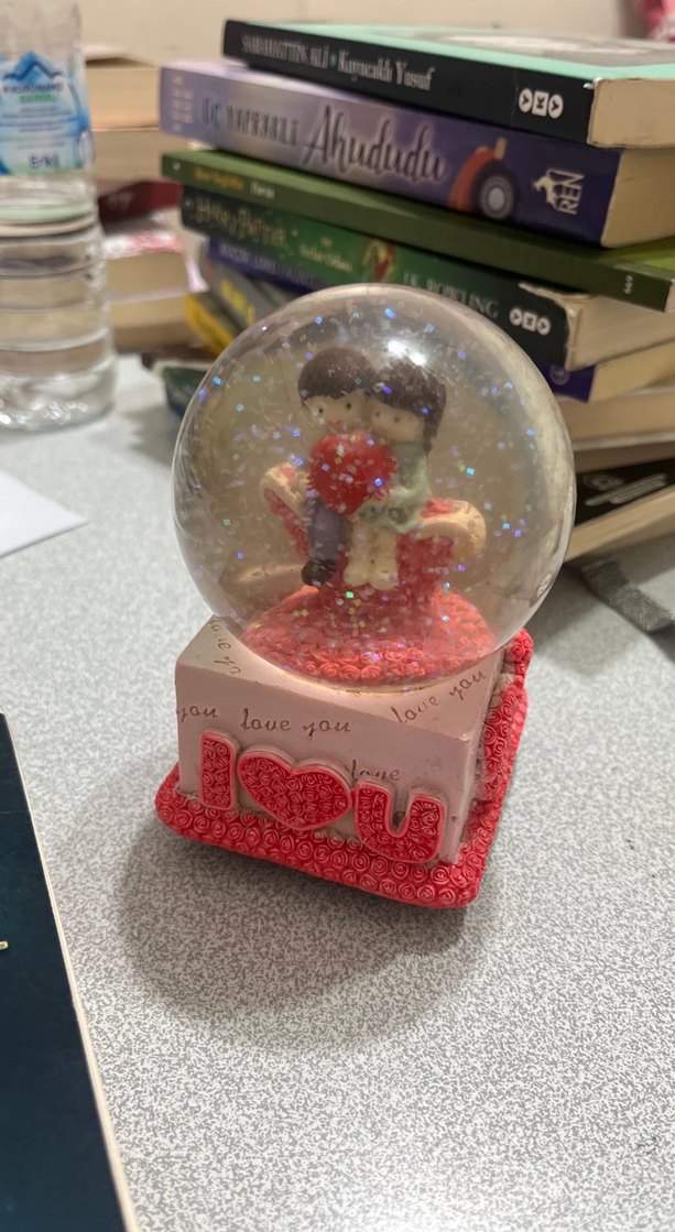 Renkli Pembe Aşk Temalı Kar Küresi - Görsel 4