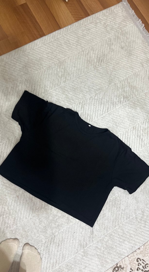 Siyah Kadın Basic Kısa Kollu Tişört - Görsel 2