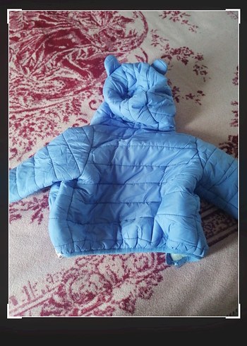 18-24 Ay Beden Kapüşonlu Bebek Mavi Fermuarlı Ceket