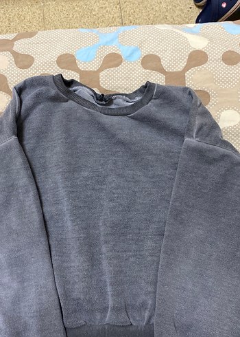 Gri Kadın Bisiklet Yaka Sweatshirt - Görsel 2