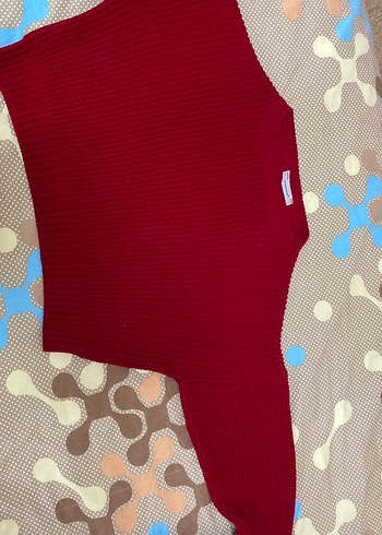 Kırmızı Örgü Kadın Kazak - Görsel 2