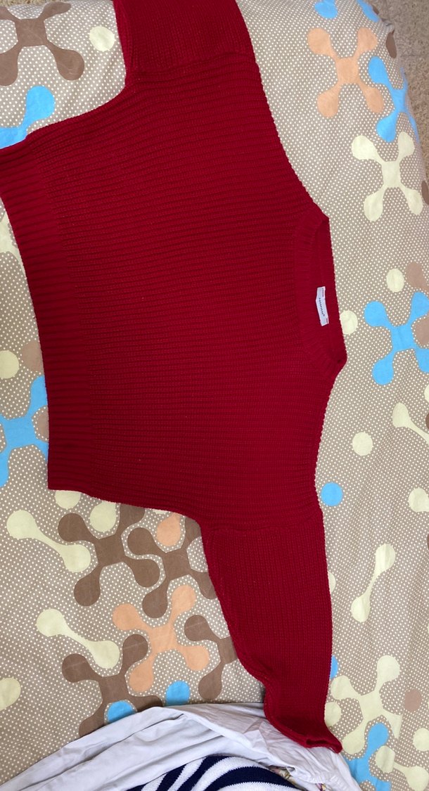 Kırmızı Örgü Kadın Kazak - Görsel 2