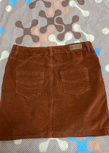 Düğmeli Kahverengi Midi Kadın Etek - Görsel 2