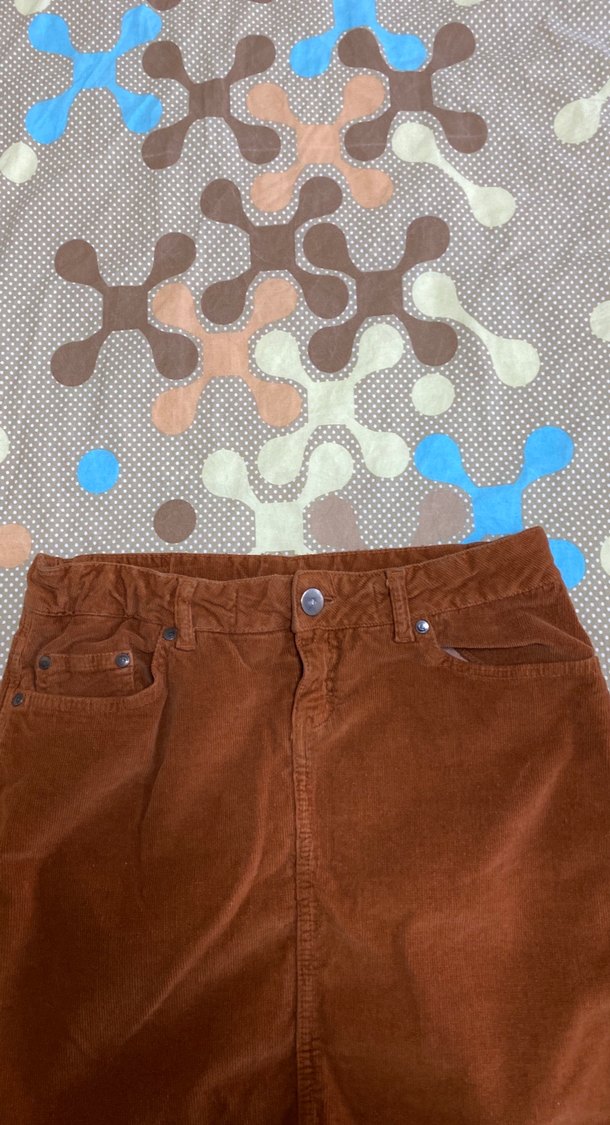 Düğmeli Kahverengi Midi Kadın Etek - Görsel 4