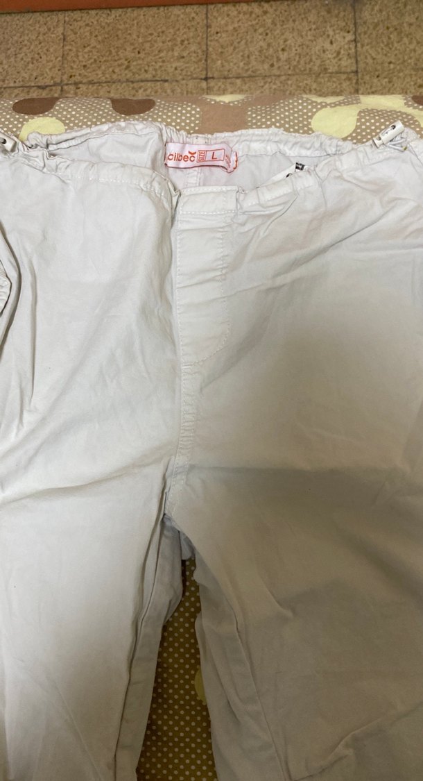 Kadın Bej Keten Bol Kesim Kemerli Pantolon - Görsel 2