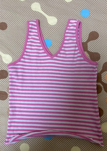 Kız Çocuk V Yaka Dantelli Pembe Atlet - Görsel 2