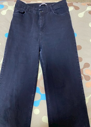 Kadın Siyah Bol Kesim Midi Kot Pantolon - Görsel 2