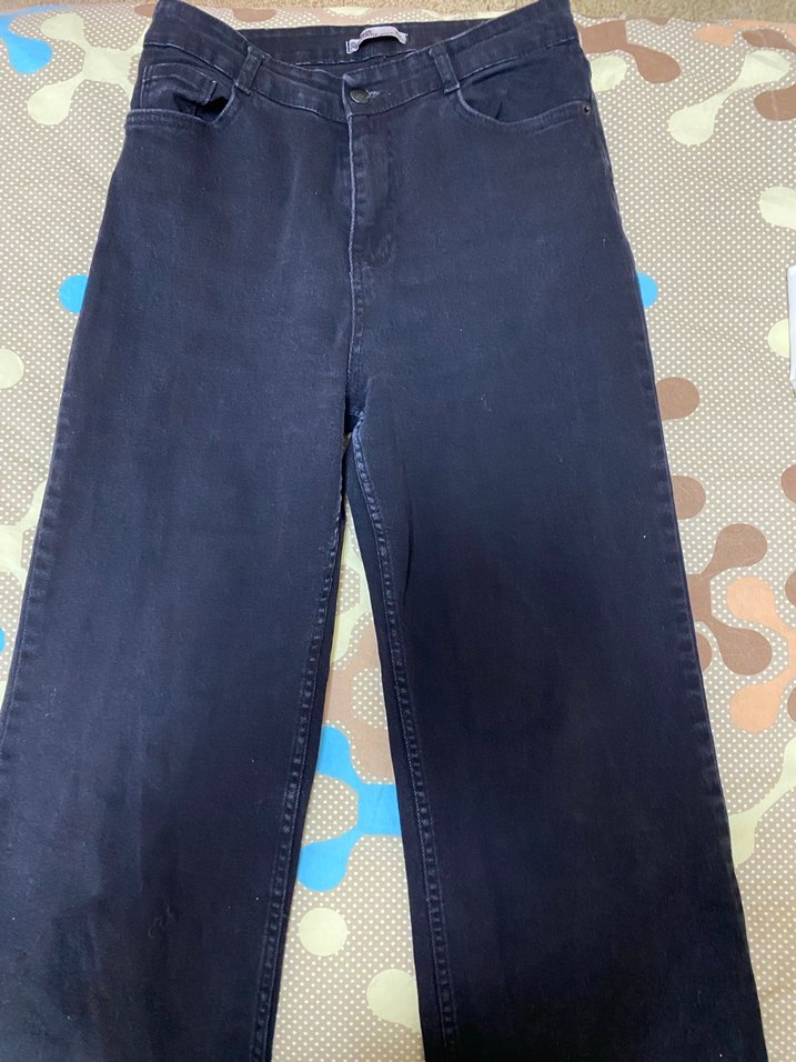 Kadın Siyah Bol Kesim Midi Kot Pantolon - Görsel 2