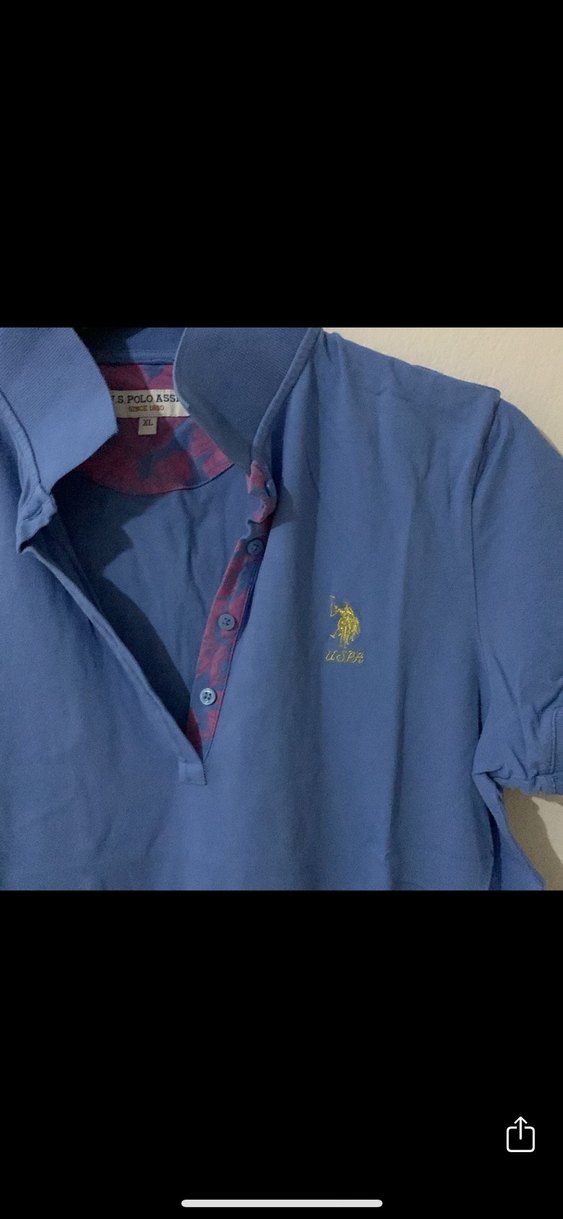 Kadın mavi kısa kollu polo tişört - Görsel 2