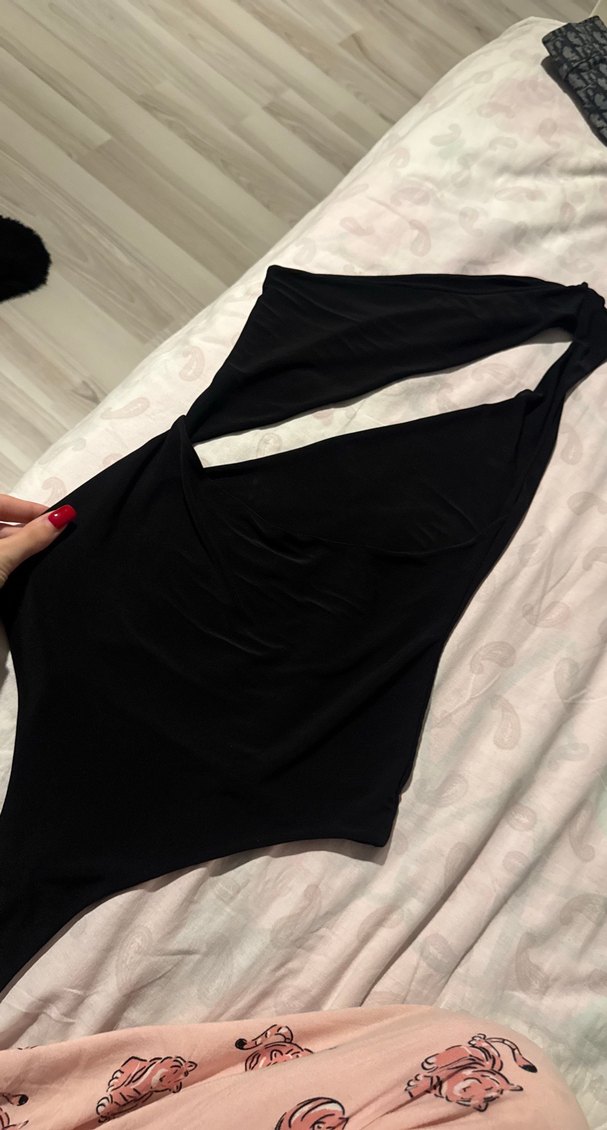 Siyah Drapeli Strappy Kadın Mayo - Görsel 2