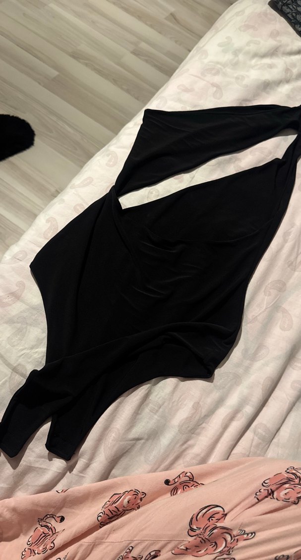 Siyah Drapeli Strappy Kadın Mayo - Görsel 3