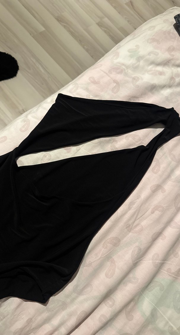 Siyah Drapeli Strappy Kadın Mayo - Görsel 4