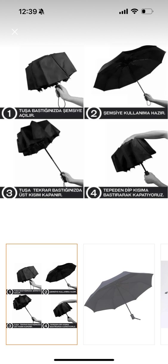 Kadın Siyah Pilili Minimalist Şemsiye - Görsel 3