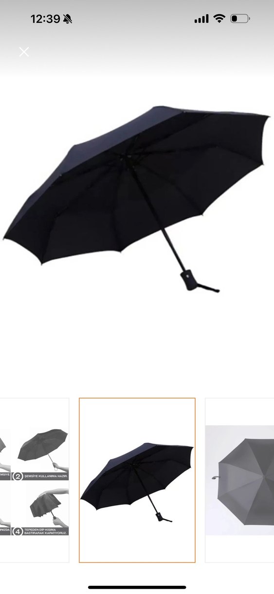 Kadın Siyah Pilili Minimalist Şemsiye - Görsel 2