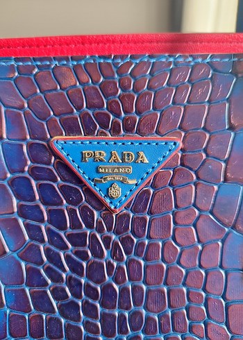 Prada Mavi Deri Yılan Desenli Kadın Çanta