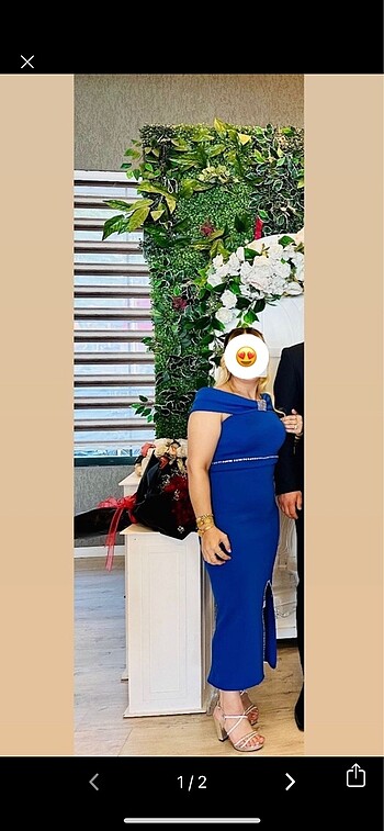 Lacivert taş detaylı elbise