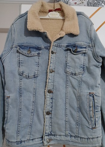 Erkek Gri Kürklü Kot Ceket - Görsel 2