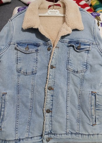 Erkek Gri Kürklü Kot Ceket - Görsel 4