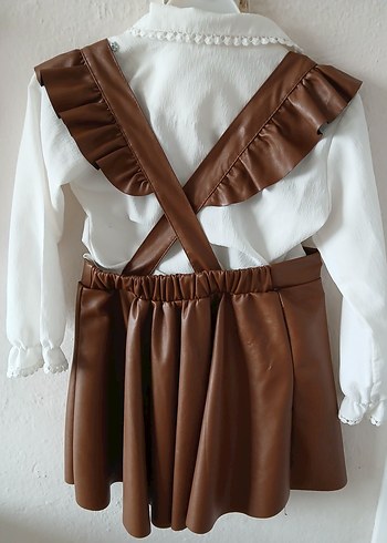 Kız Çocuk Kahverengi Deri Fırfırlı Bluzu 3yaş - Görsel 3