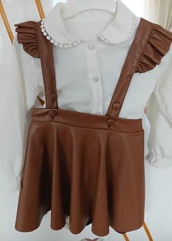 Kız Çocuk Kahverengi Deri Fırfırlı Bluzu 3yaş - Görsel 5