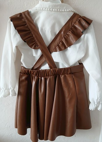 Kız Çocuk Kahverengi Deri Fırfırlı Bluzu 3yaş - Görsel 4