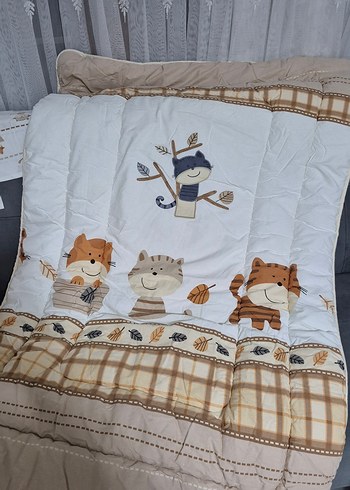 Nakışlı Çocuk Uyku Seti, Kahverengi ve Gri - Görsel 3