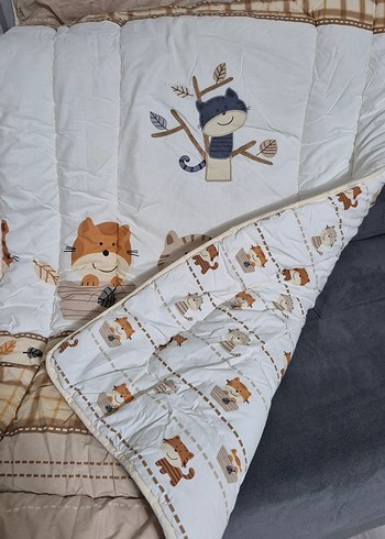 Nakışlı Çocuk Uyku Seti, Kahverengi ve Gri - Görsel 4