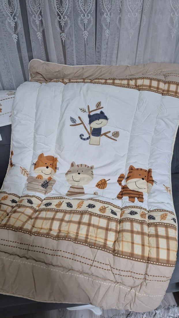 Nakışlı Çocuk Uyku Seti, Kahverengi ve Gri - Görsel 3