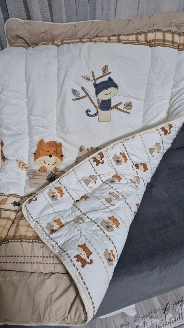 Nakışlı Çocuk Uyku Seti, Kahverengi ve Gri - Görsel 4