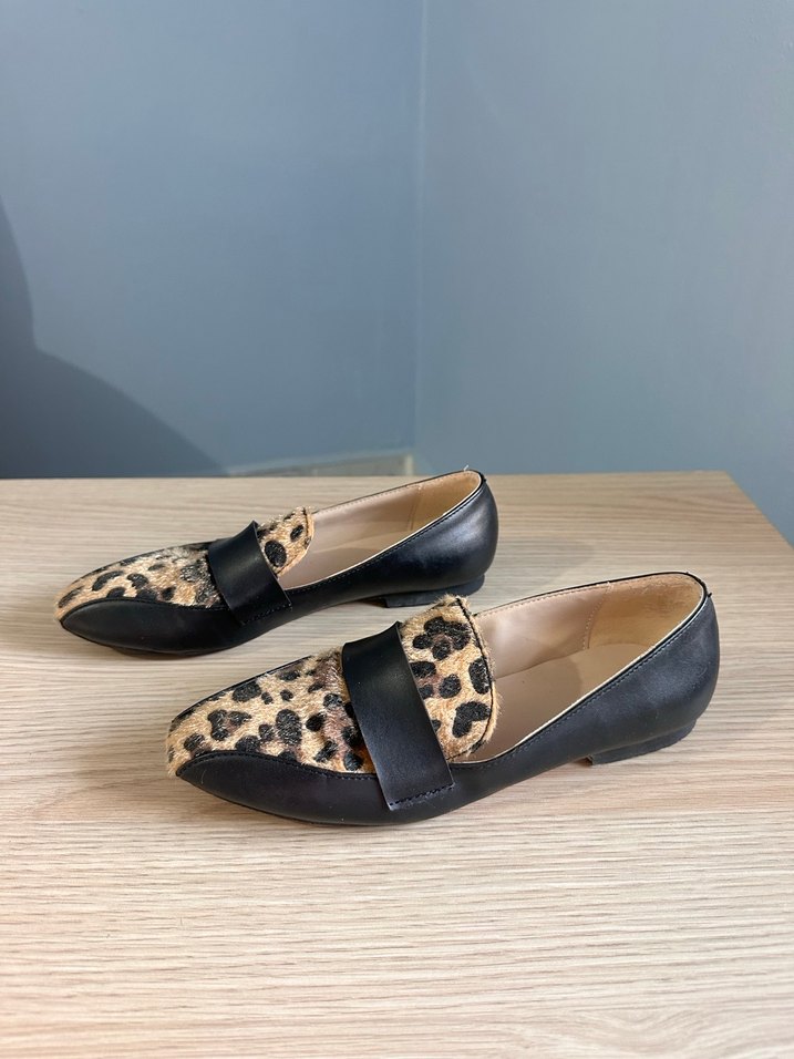 Kahverengi Leopar Desenli Blok Topuklu Kadın Babet - Görsel 4