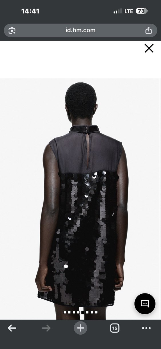 Siyah Payetli Yüksek Yakalı Kadın Elbise - Görsel 2