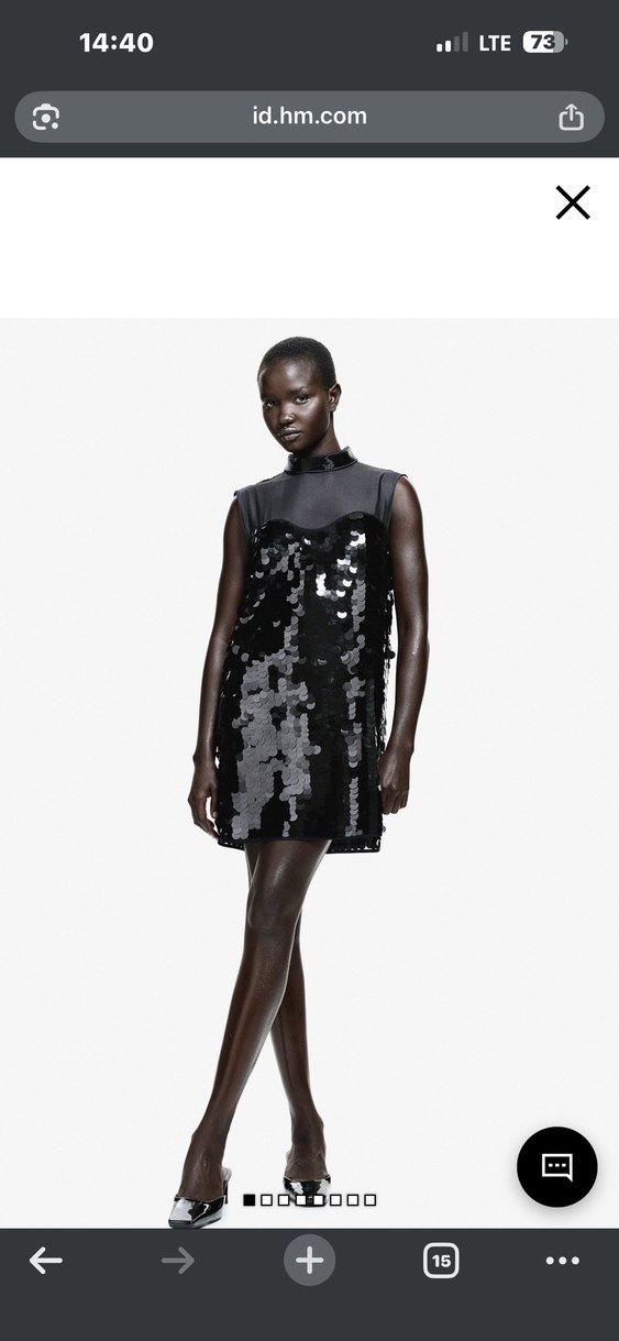 Siyah Payetli Yüksek Yakalı Kadın Elbise - Görsel 3