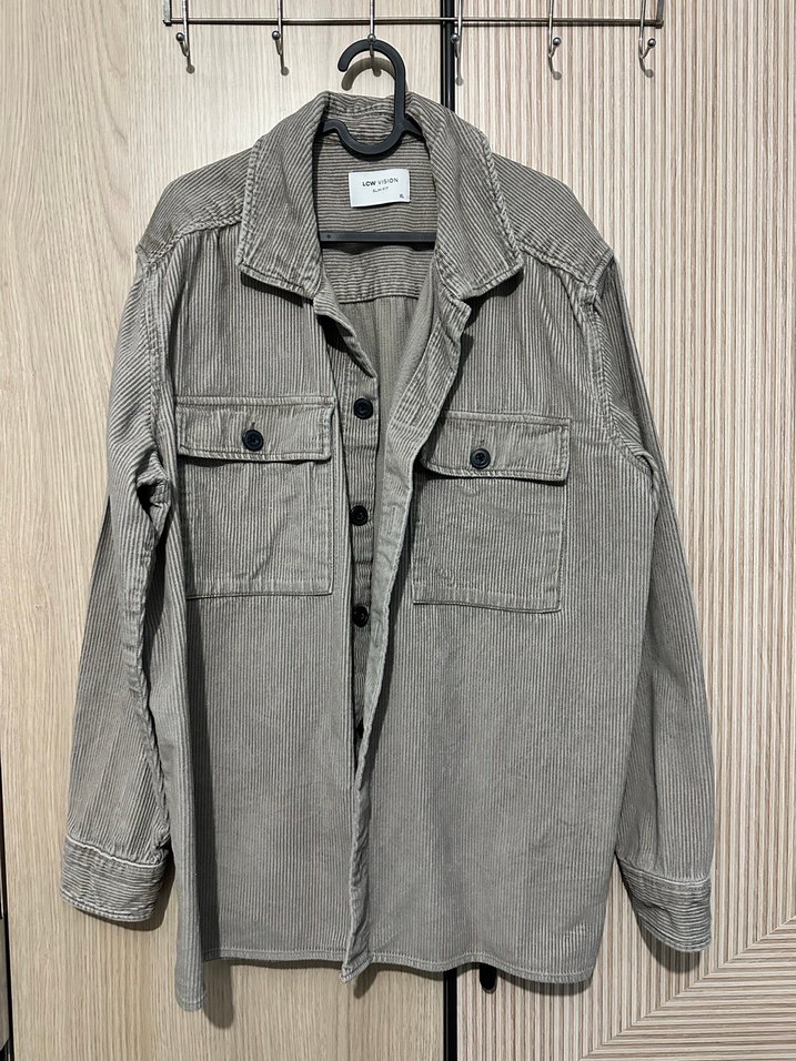 Gri Düğmeli Erkek Kadife Gömlek - Görsel 2