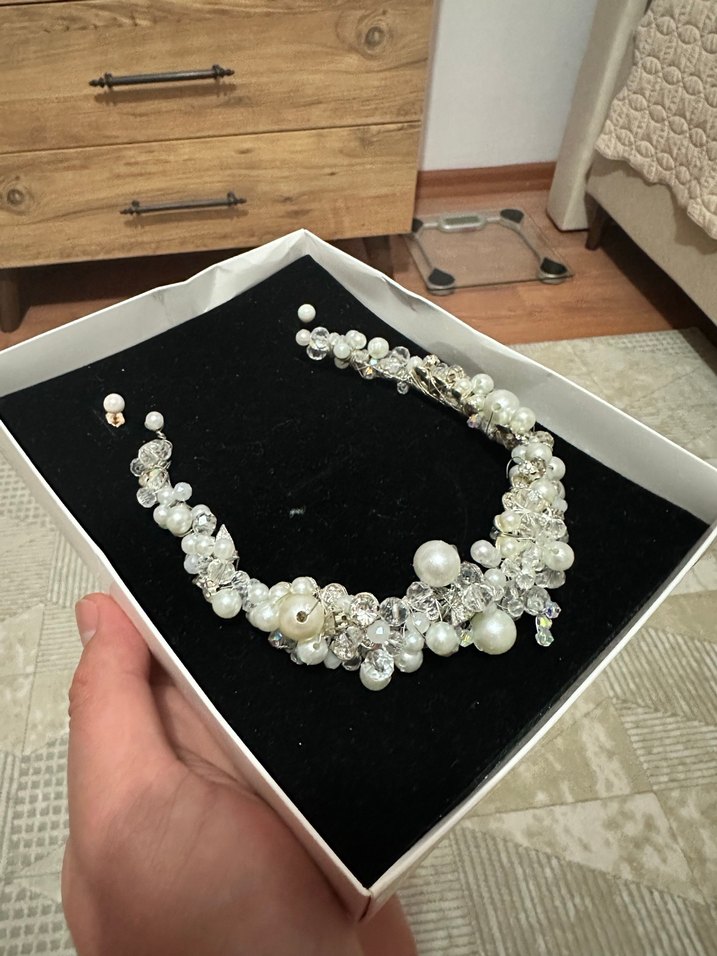 Ürün SIFIR Beyaz Boncuklu Kadın Saç Aksesuarı - Görsel 2