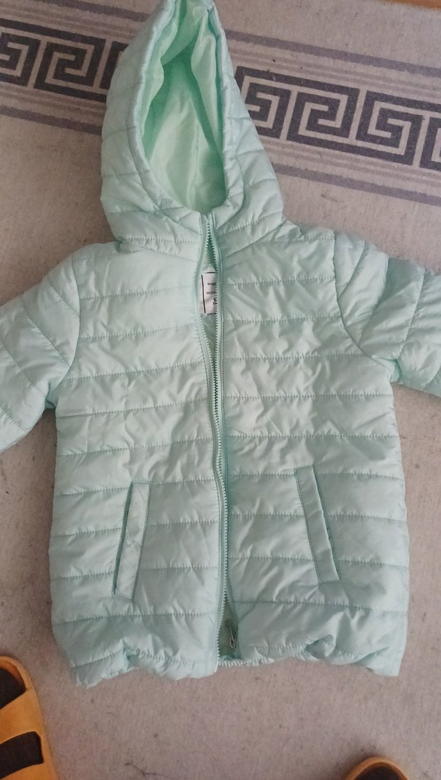 Turkuaz Kapüşonlu unisex Çocuk Mont - Görsel 2