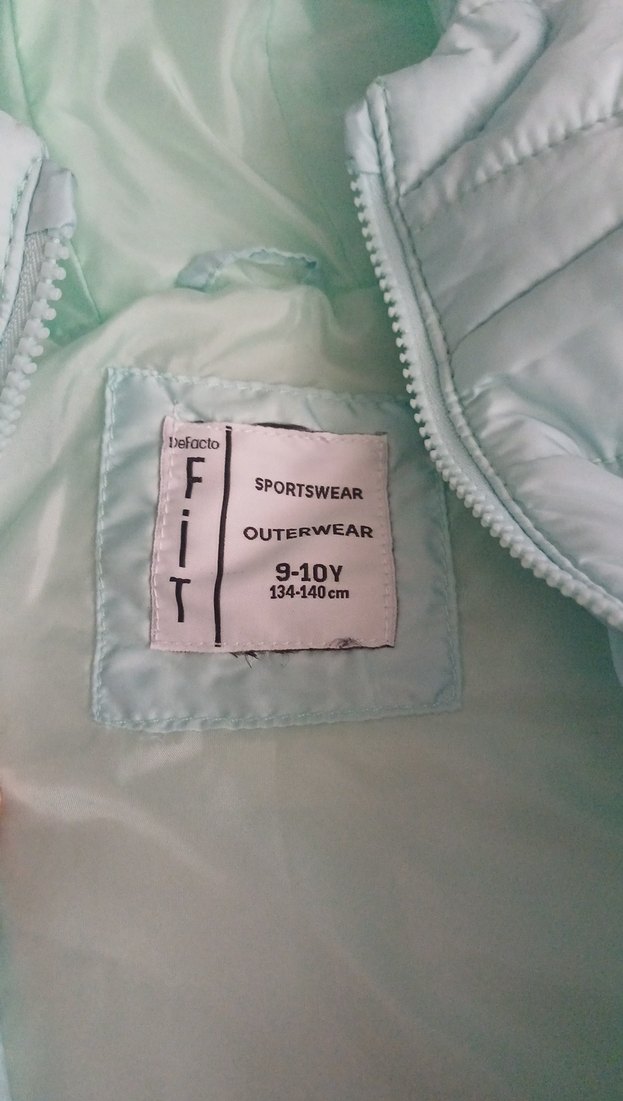 Turkuaz Kapüşonlu unisex Çocuk Mont - Görsel 3