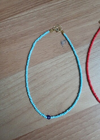 4 adet renkli boncuk kolye  - Görsel 3