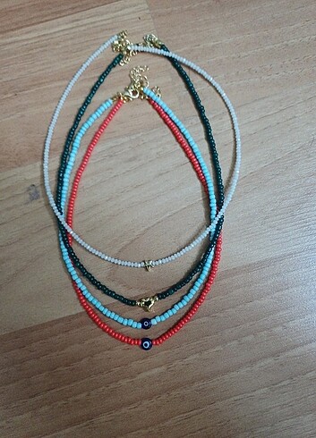 4 adet renkli boncuk kolye  - Görsel 4