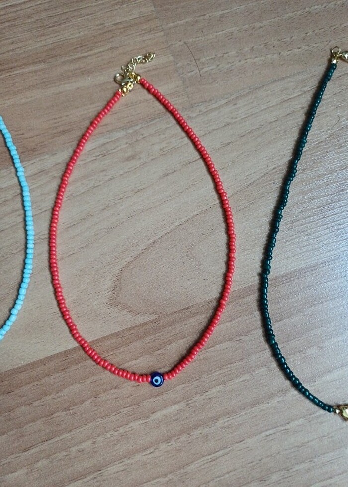 4 adet renkli boncuk kolye  - Görsel 2