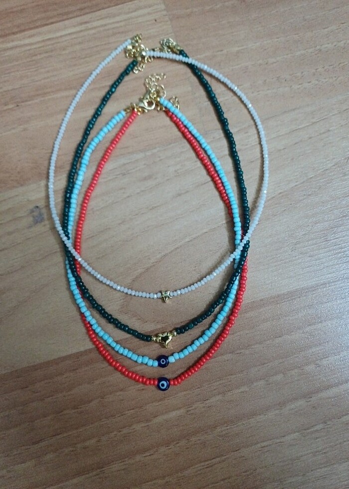 4 adet renkli boncuk kolye  - Görsel 4