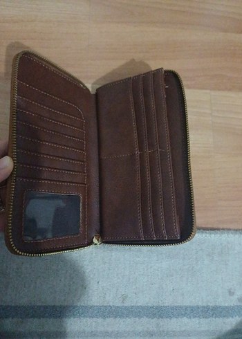 Kahverengi Deri Fermuarlı Kadın Cüzdanı - Görsel 3