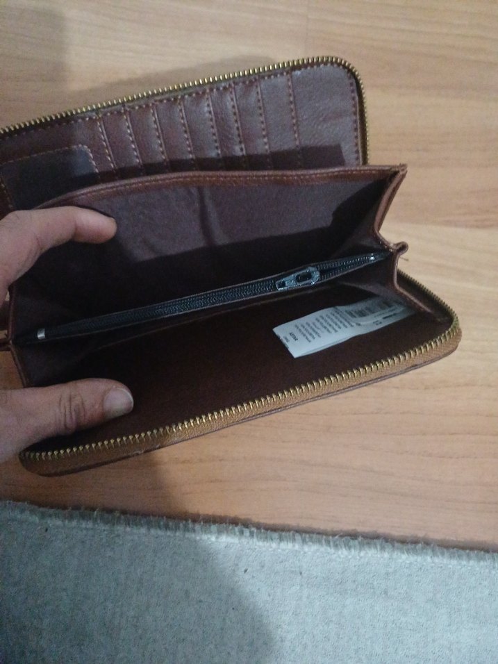 Kahverengi Deri Fermuarlı Kadın Cüzdanı - Görsel 4