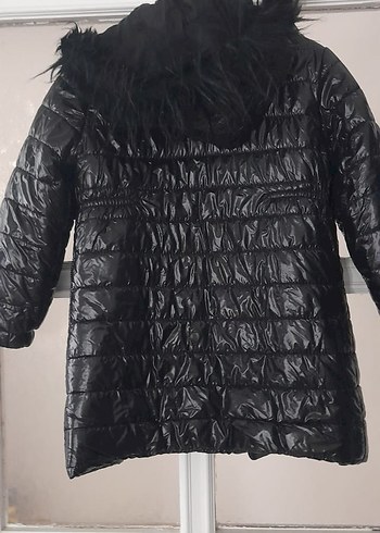 Kız Çocuk Siyah Kürklü Fit Mont - Görsel 5