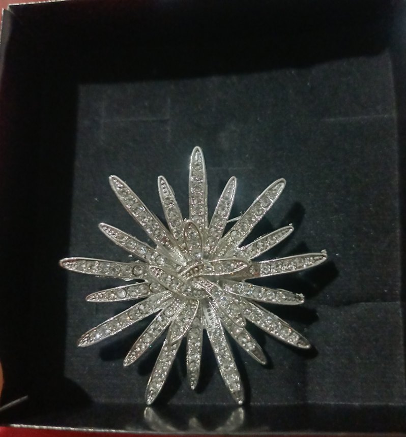 Gri Payetli Nakışlı Kadın Broş - Görsel 2