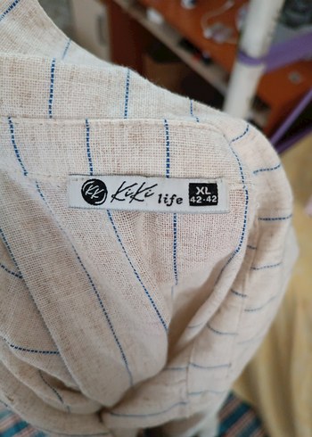 xl Beden Düğmeli Keten Midi Elbise