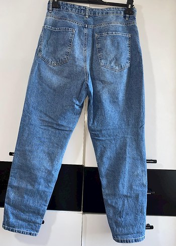 LC Waikiki Buckle Detaylı Mavi Bol Kesim Kadın Kot Pantolon