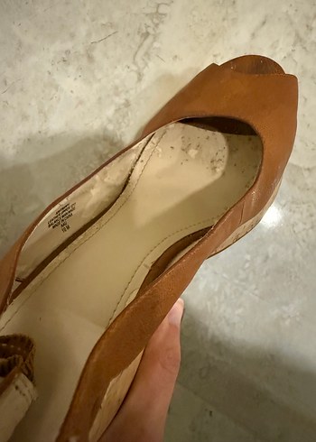 Nine West Camel Rengi Deri Kadın Dolgu Topuklu Ayakkabı - Görsel 5