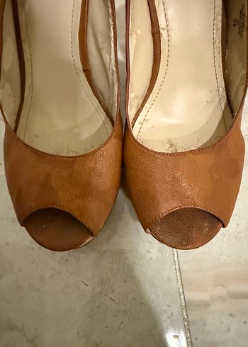 Nine West Camel Rengi Deri Kadın Dolgu Topuklu Ayakkabı - Görsel 10
